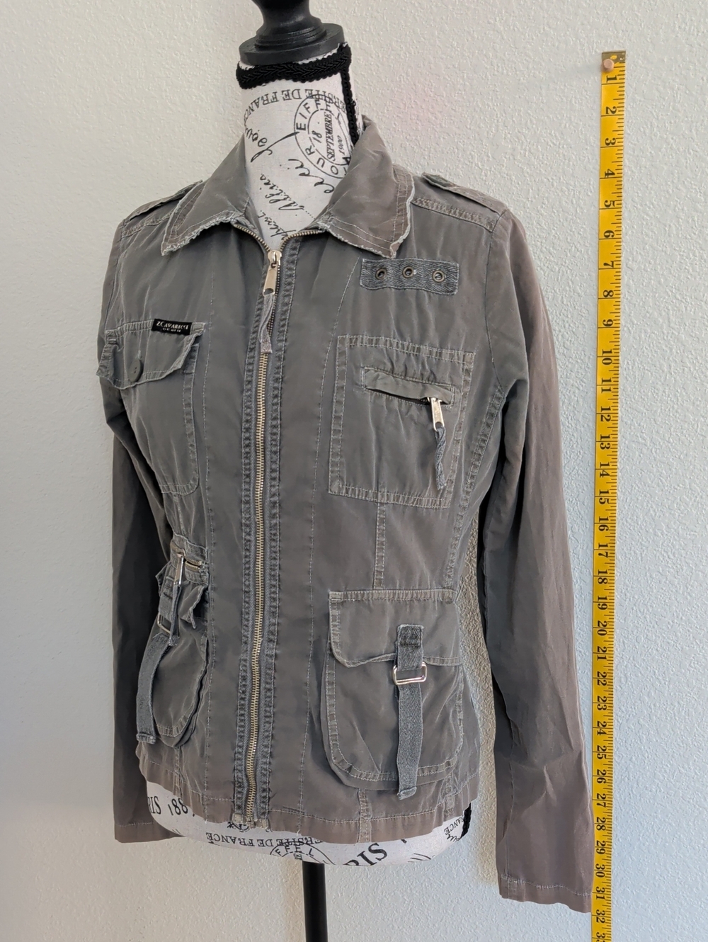 Z. Cavaricci Gray Utility Jacket with Buckle Pocket Details